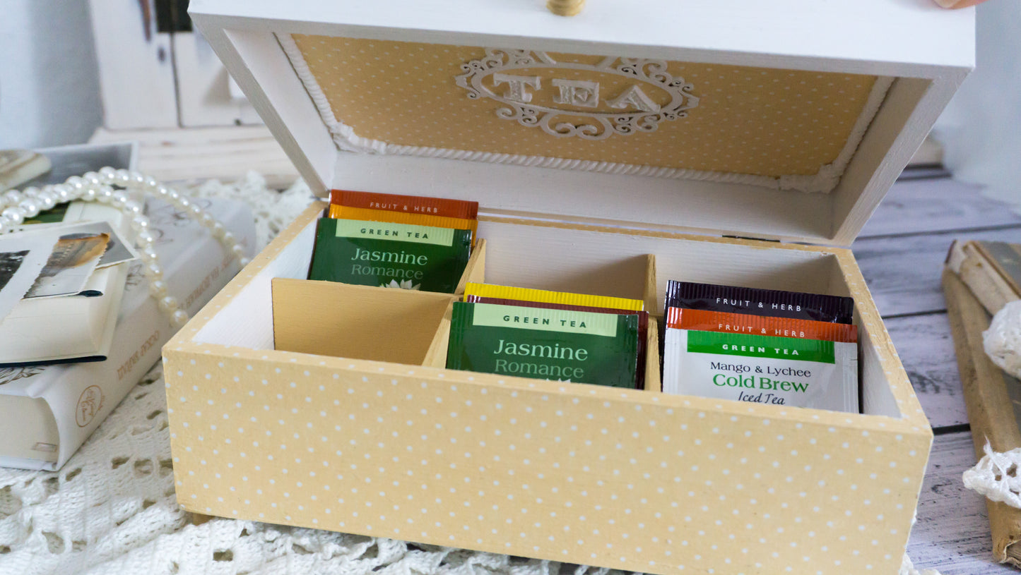 Tea box with 6 compartments 'Sadie'