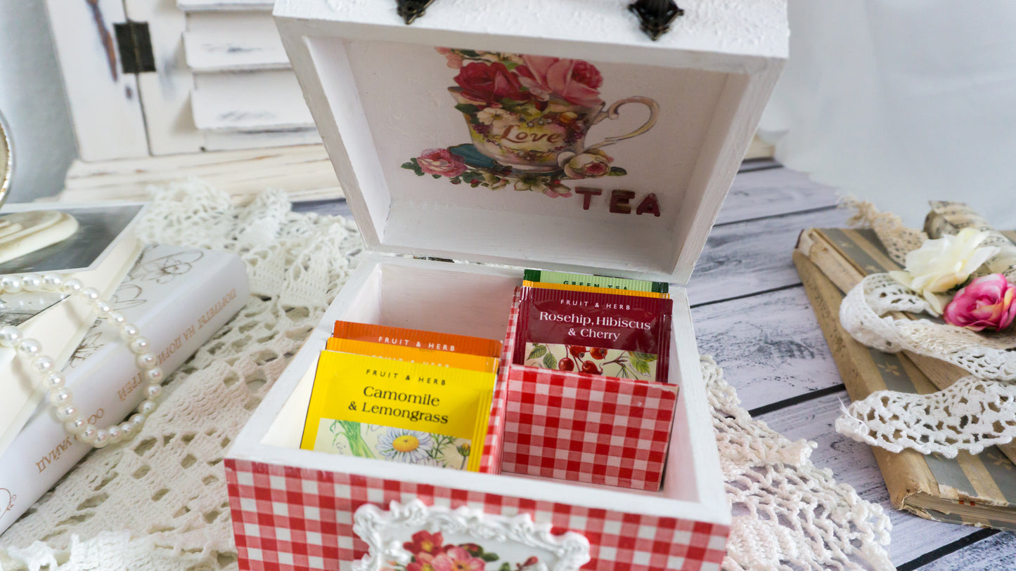 Tea box with 4 compartments 'Abigail'